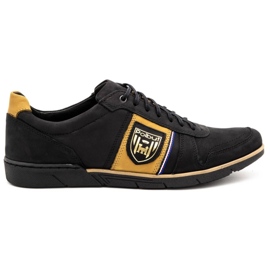 Polbut Chaussures décontractées en cuir pour hommes 2113 noir avec gingembre le noir jaune