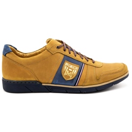 Polbut Chaussures décontractées en cuir pour hommes 2113 rouge multicolore jaune