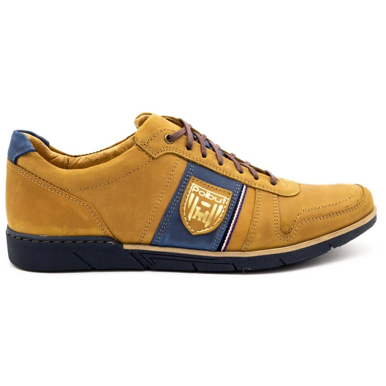 Polbut Chaussures décontractées en cuir pour hommes 2113 rouge multicolore jaune