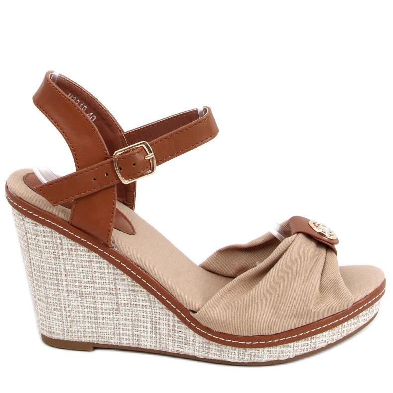 Sandales compensées Leyla Kaki beige brun
