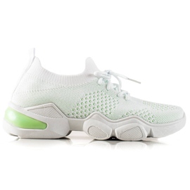 TRENDI Baskets blanches à lacets vert