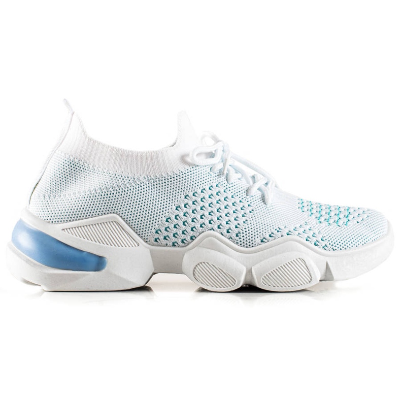 TRENDI Baskets blanches à lacets bleu TRENDI Baskets blanches à lacets bleu