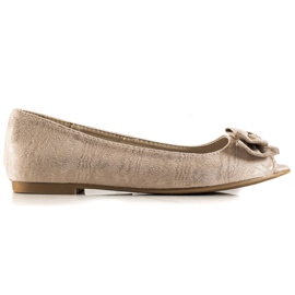 Goodin Ballerines à bout ouvert avec nœud beige Goodin Ballerines à bout ouvert avec nœud beige