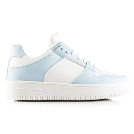 TRENDI Chaussures de sport en cuir écologique blanc bleu