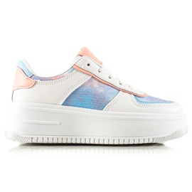 TRENDI Baskets Blanches Sur Une Large Plateforme multicolore