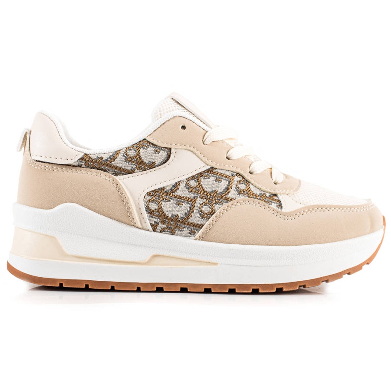 TRENDI Baskets attachées sur la plate-forme beige