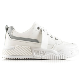 TRENDI Baskets avec mode en cuir écologique blanche