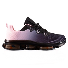 TRENDI Chaussures de sport sur une plate-forme en caoutchouc noir rose