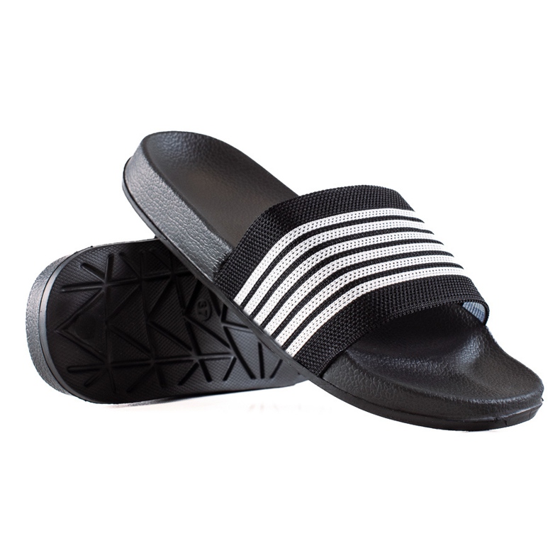 SUPER COOL Pantoufles Rayées le noir