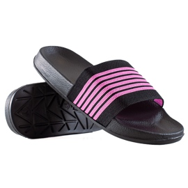 SUPER COOL Pantoufles Rayées le noir rose