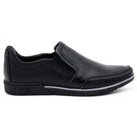 Polbut Chaussures en cuir à enfiler pour hommes 2115 noires