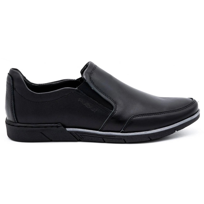 Polbut Chaussures en cuir à enfiler pour hommes 2115 noires le noir