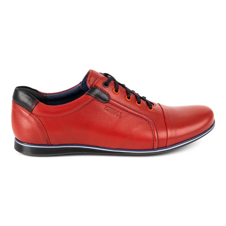 Kampol Chaussures décontractées en cuir pour hommes 39 / 39KAM rouge