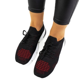 Baskets de sport noires et rouges Daniela le noir