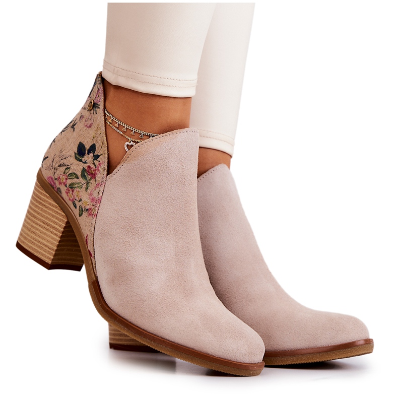 Bottes en cuir pour femmes à talon haut Maciejka beige clair 04492