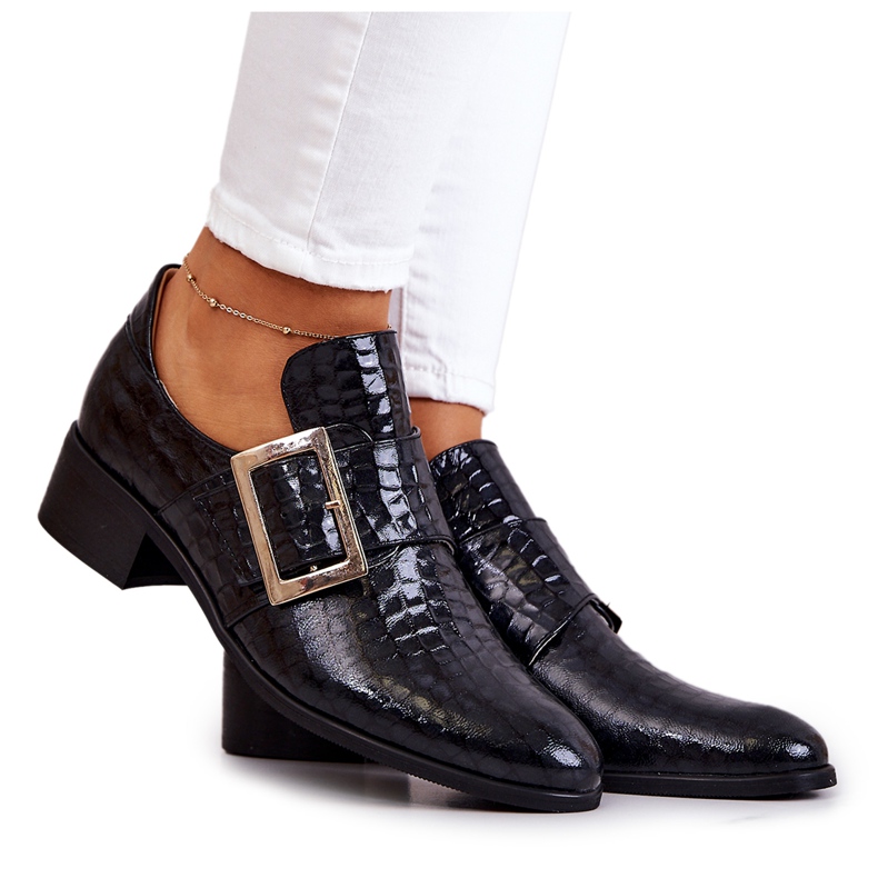 Chaussures En Cuir Avec Boucle Noir Taliya