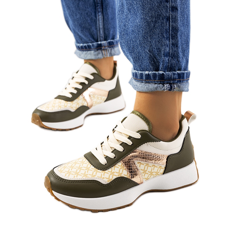 Baskets Isham vertes pour femme beige