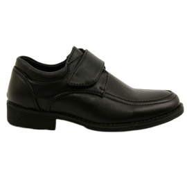 American Club Chaussures garçons insert en cuir pour velcro kom37 / 22 noir