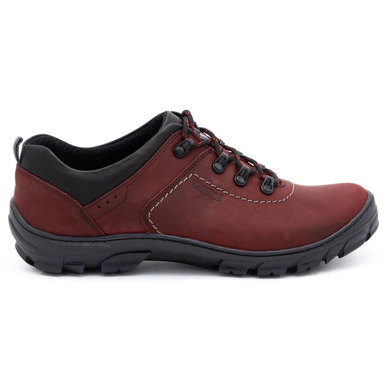 Kampol Chaussures trekking cuir homme 36 bordeaux rouge