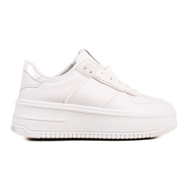 TRENDI Baskets à la mode sur une large plateforme blanc