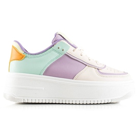 TRENDI Baskets à la mode sur une large plateforme beige multicolore