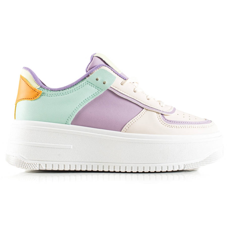 TRENDI Baskets à la mode sur une large plateforme beige multicolore