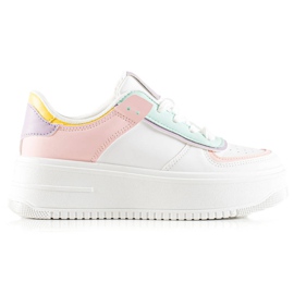 TRENDI Baskets à la mode sur une large plateforme blanche multicolore TRENDI Baskets à la mode sur une large plateforme blanche multicolore