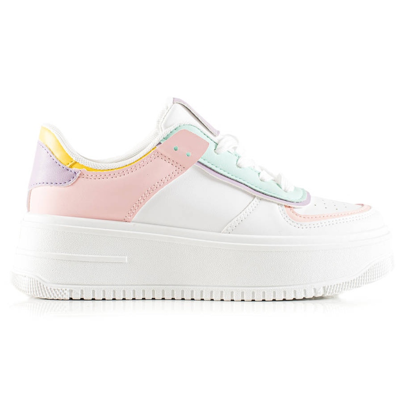 TRENDI Baskets à la mode sur une large plateforme blanche multicolore