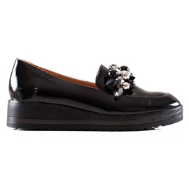 W. Potocki Chaussures à enfiler avec perles le noir