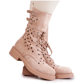 Bottines Daim Ajourées Beige Clair Hermione