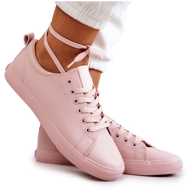 Baskets en cuir pour femme Big Star JJ274071 Rose clair
