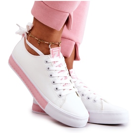 PS1 Baskets Cuir Femme Blanc-Rose Mikayla
