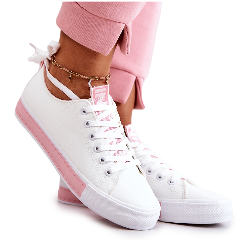 PS1 Baskets Cuir Femme Blanc-Rose Mikayla blanche