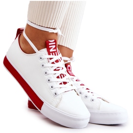 PS1 Baskets en Cuir pour Femme Blanc et Rouge Mikayla