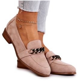 Vinceza Yasmin Mocassins Brogues en Daim Beige Vinceza Yasmin Mocassins Brogues en Daim Beige