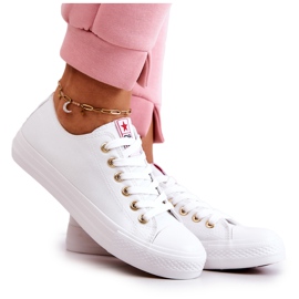 PE1 Baskets Classiques Femme Blanc et Or Ecoma