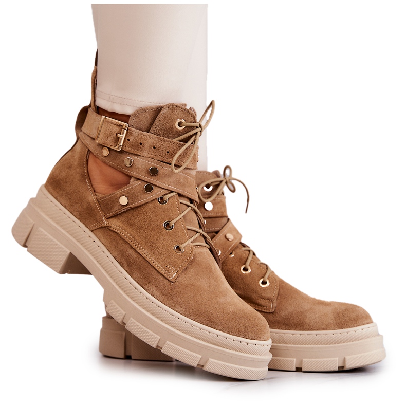 FILIPCZYK Boots Femme Daim Ajourées Camel Everly brun