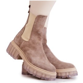 PA2 Bottes Eliann en daim beige pour femmes