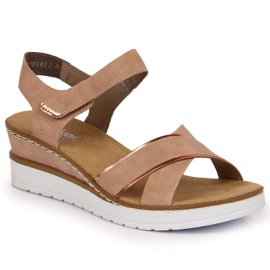 Sandales compensées Rieker W V38G9-31 rose poudré
