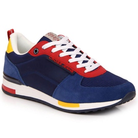 Cross Jeans M JJ1R4008C chaussures de sport en cuir rouge bleu marine