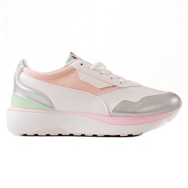 TRENDI Baskets colorées sur la plate-forme blanc rose argent