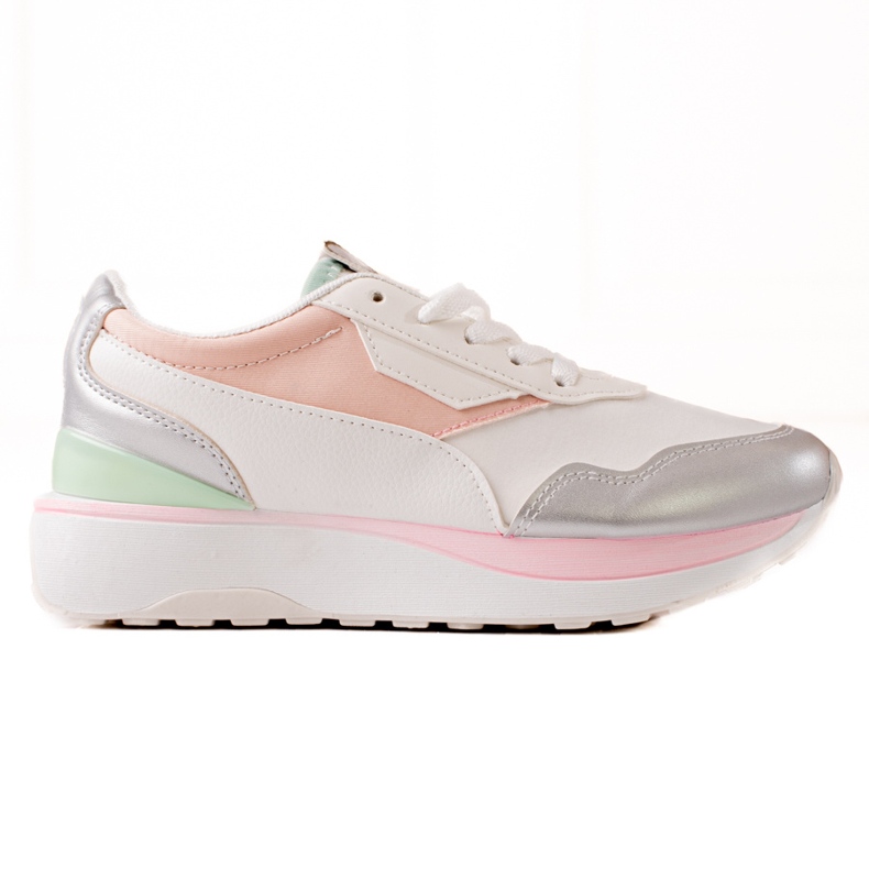 TRENDI Baskets colorées sur la plate-forme blanc rose argent