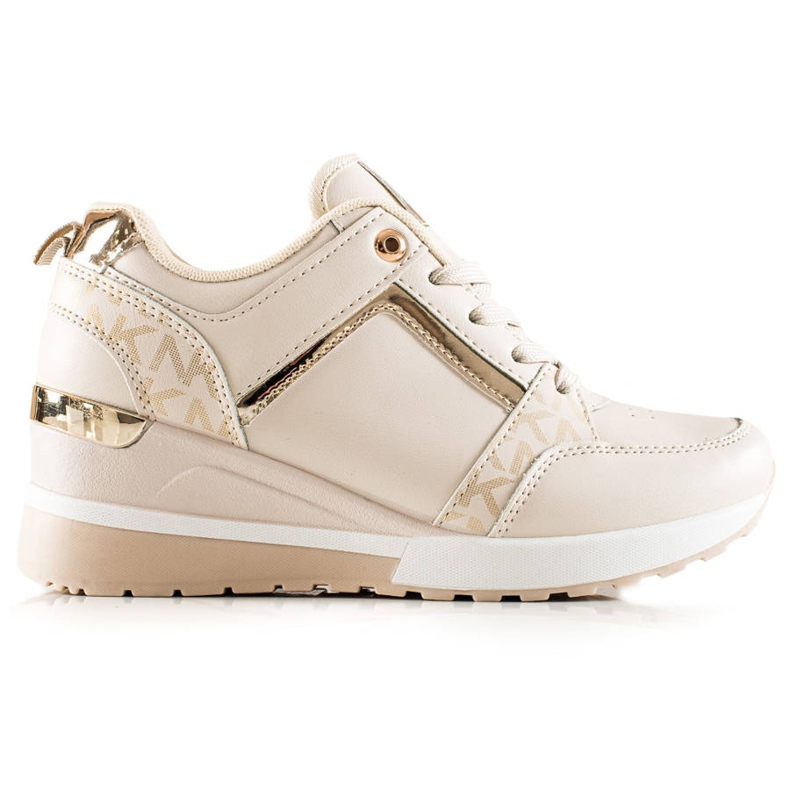 TRENDI Baskets compensées élégantes beige d'or