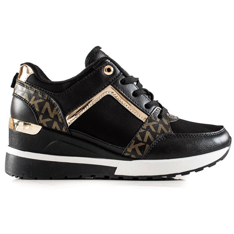 TRENDI Baskets compensées élégantes le noir d'or