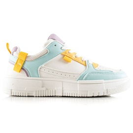 TRENDI Baskets élégantes blanche vert jaune