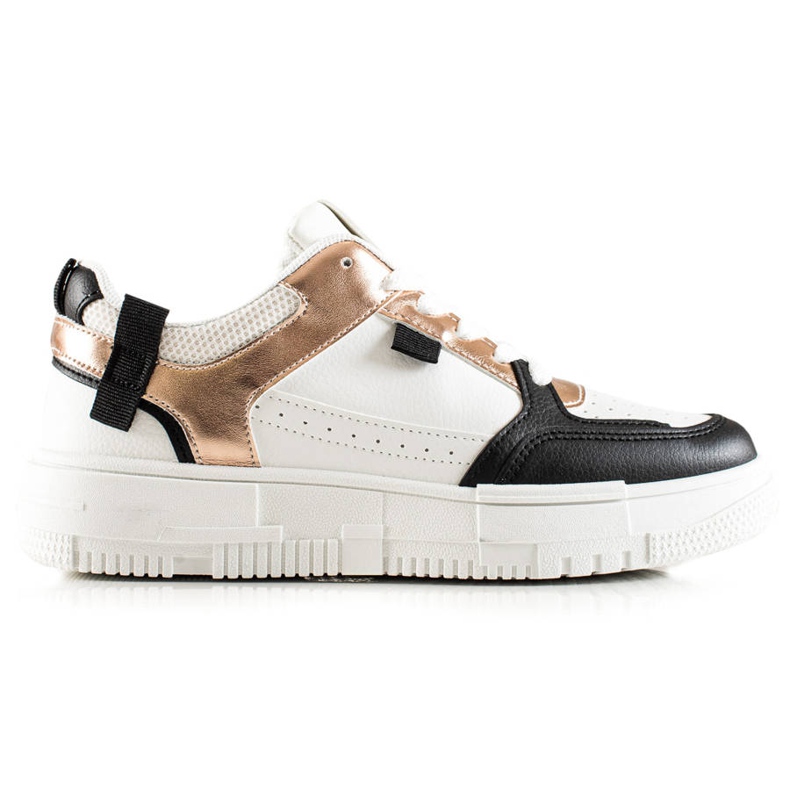 TRENDI Baskets élégantes blanche le noir d'or