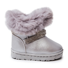 Bottes de neige Silver Hollee pour enfants avec zircons cubiques gris