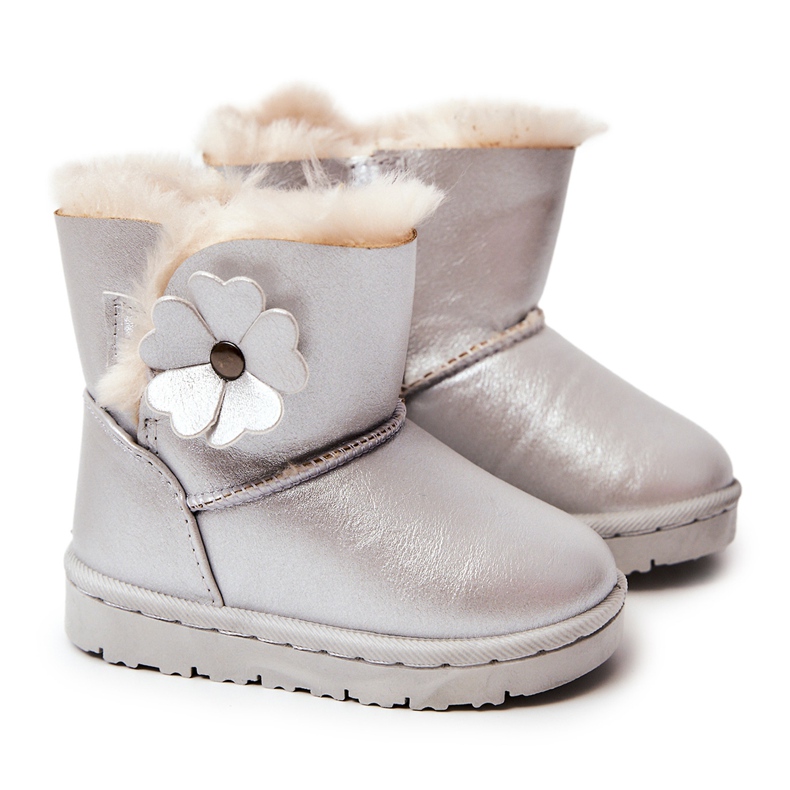 FR1 Bottes De Neige Pour Enfants Avec Fleur Silver Bianca argent