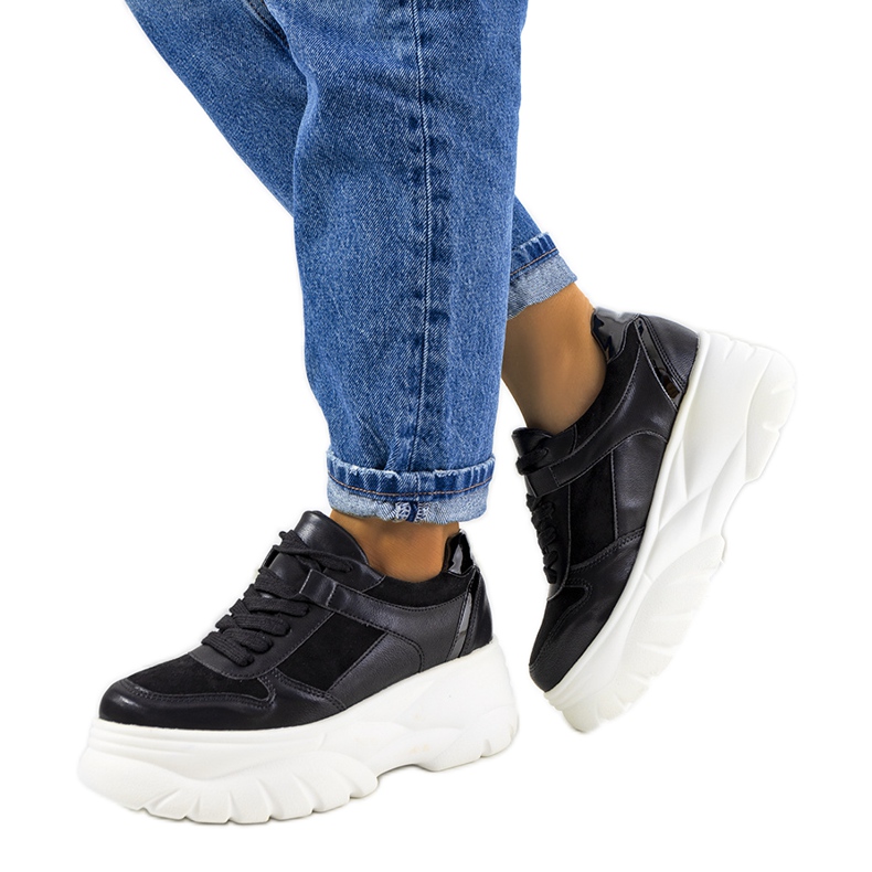 Baskets de sport noires à semelle haute Mellis le noir