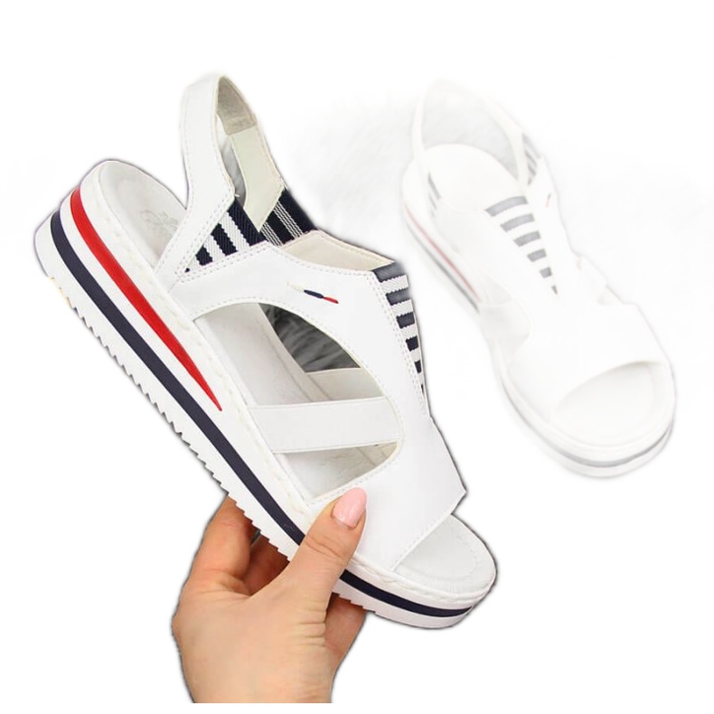 Rieker W V02Y5 sandales compensées blanc blanche